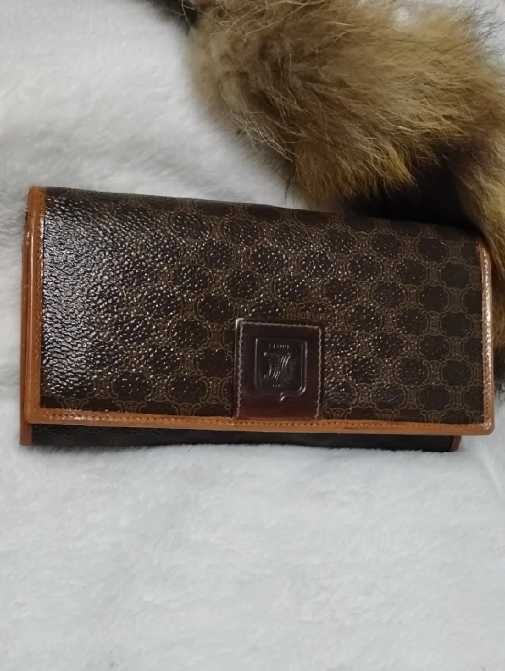 CELINE Macadam Continental Luxury Wallet! Lovely Brown & Tan Vintage Leather!